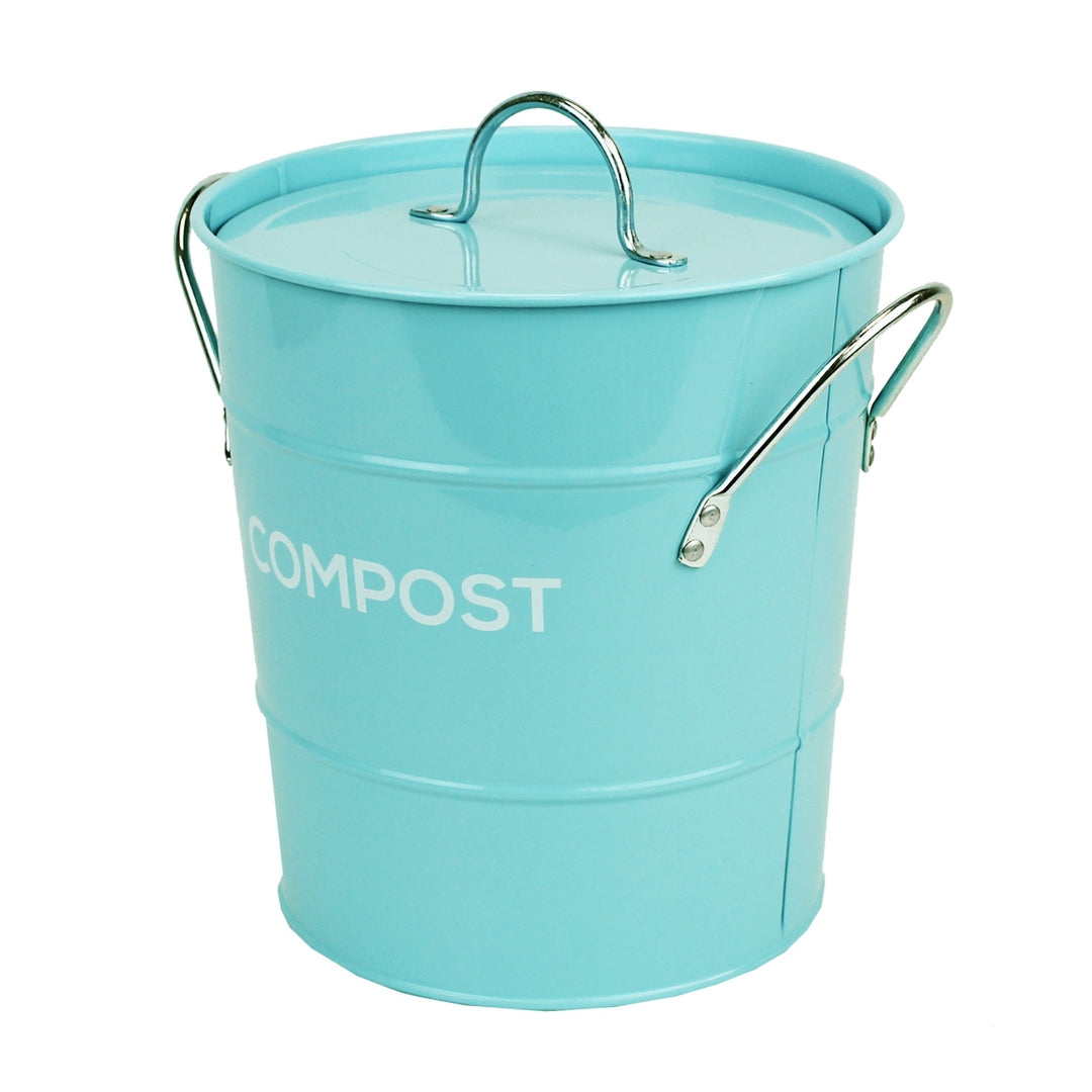 Steel compost caddy for food waste and removable lid