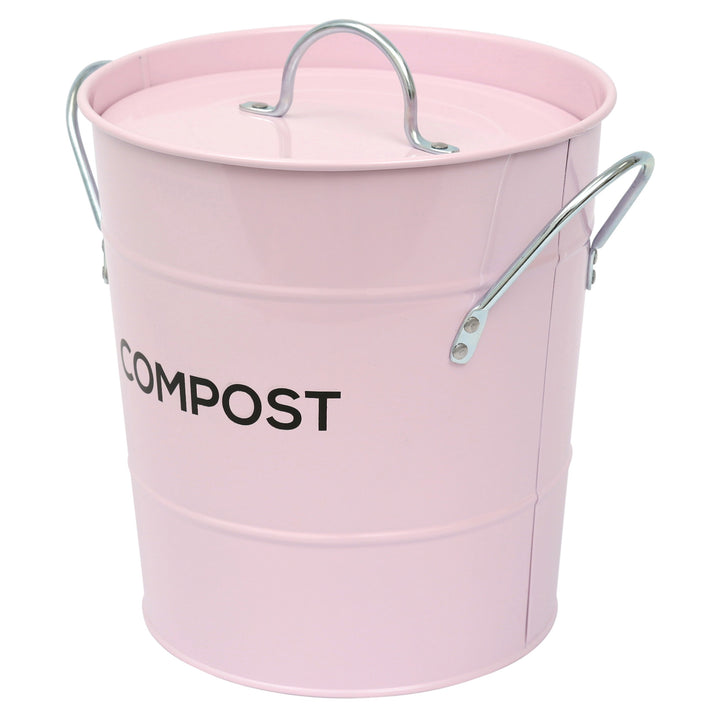 Metal Compost Pail - Pale Pink