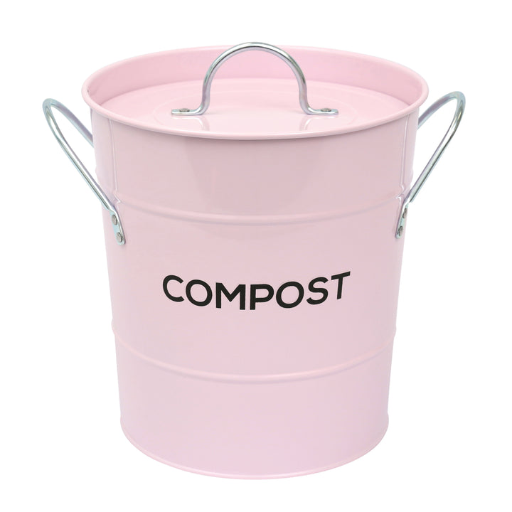 Pale pink compost handle made from metal