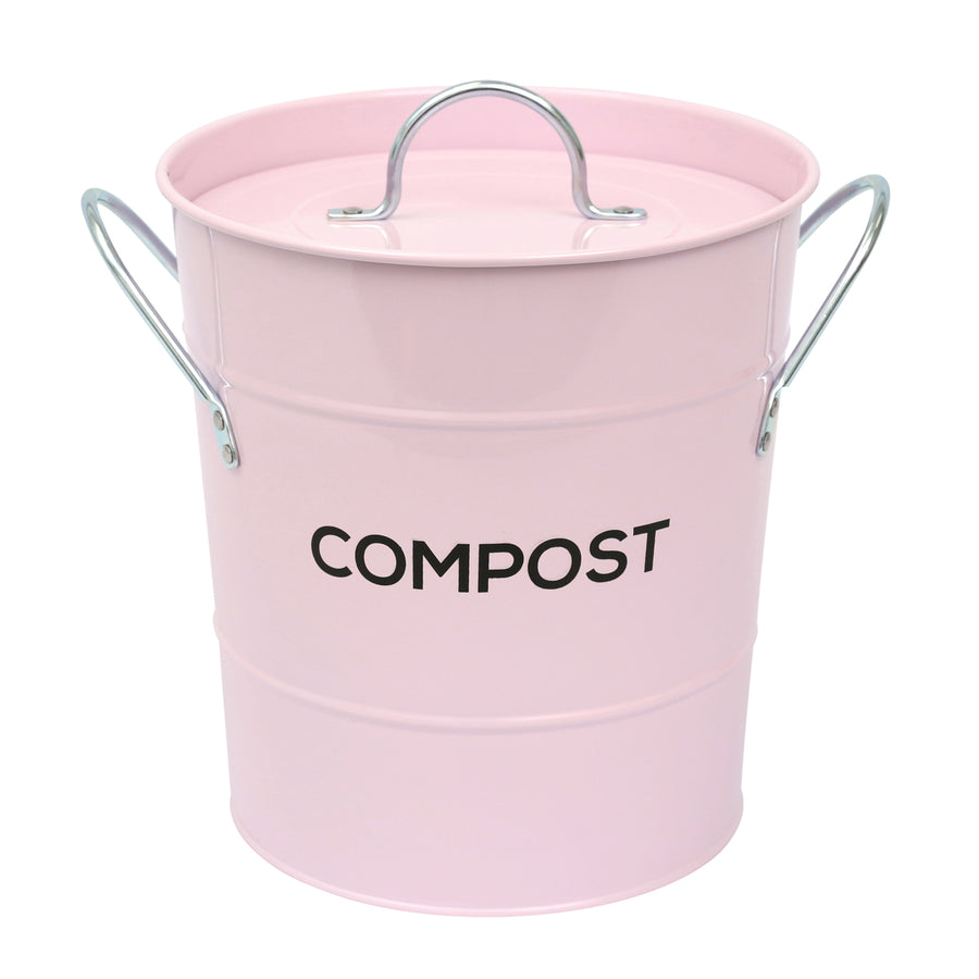 Pale pink compost handle made from metal