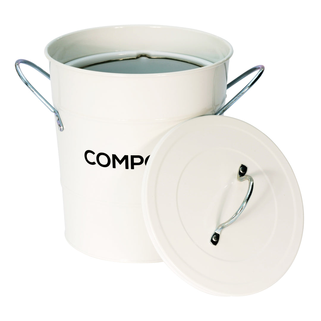 Steel compost caddy for food waste and removable lid