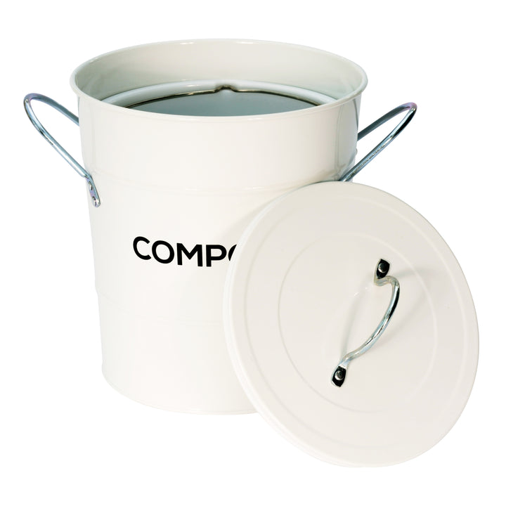 Steel compost caddy for food waste and removable lid