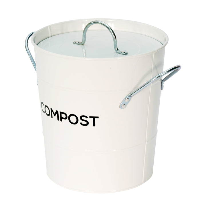 Metal Compost Pail - White