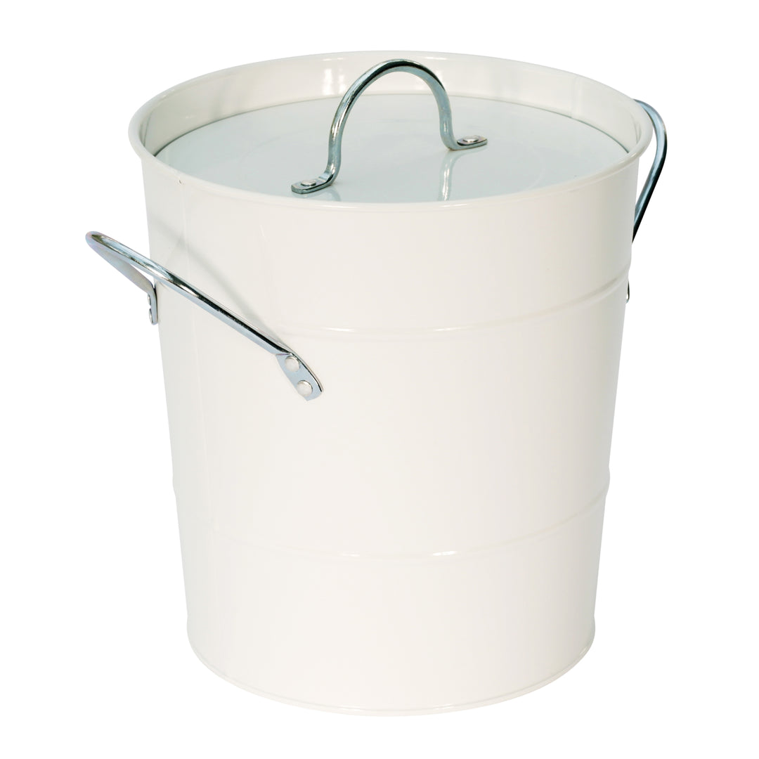 Metal Compost Pail - White