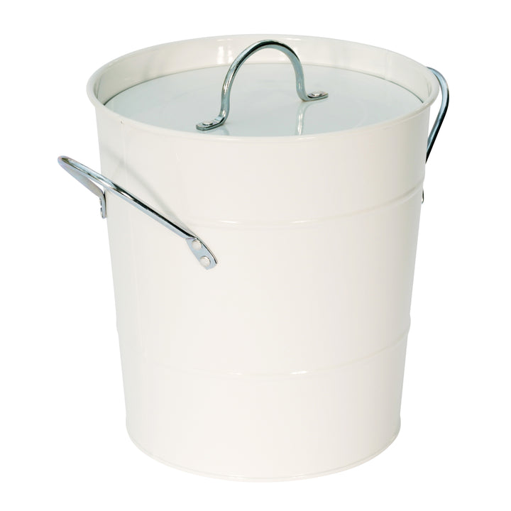 Metal Compost Pail - White