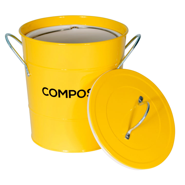 Metal Compost Pail - Yellow