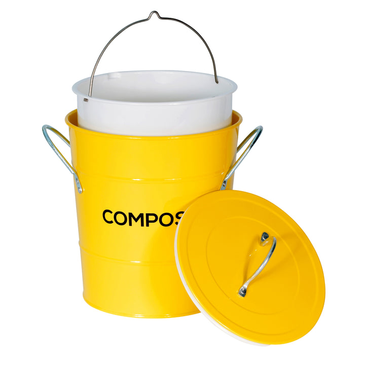 Metal Compost Pail - Yellow