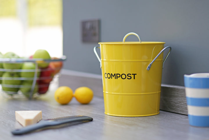 Metal Compost Pail - Yellow
