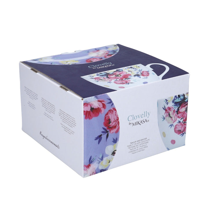 Mikasa Clovelly Porcelain Teacup & Saucer Set 