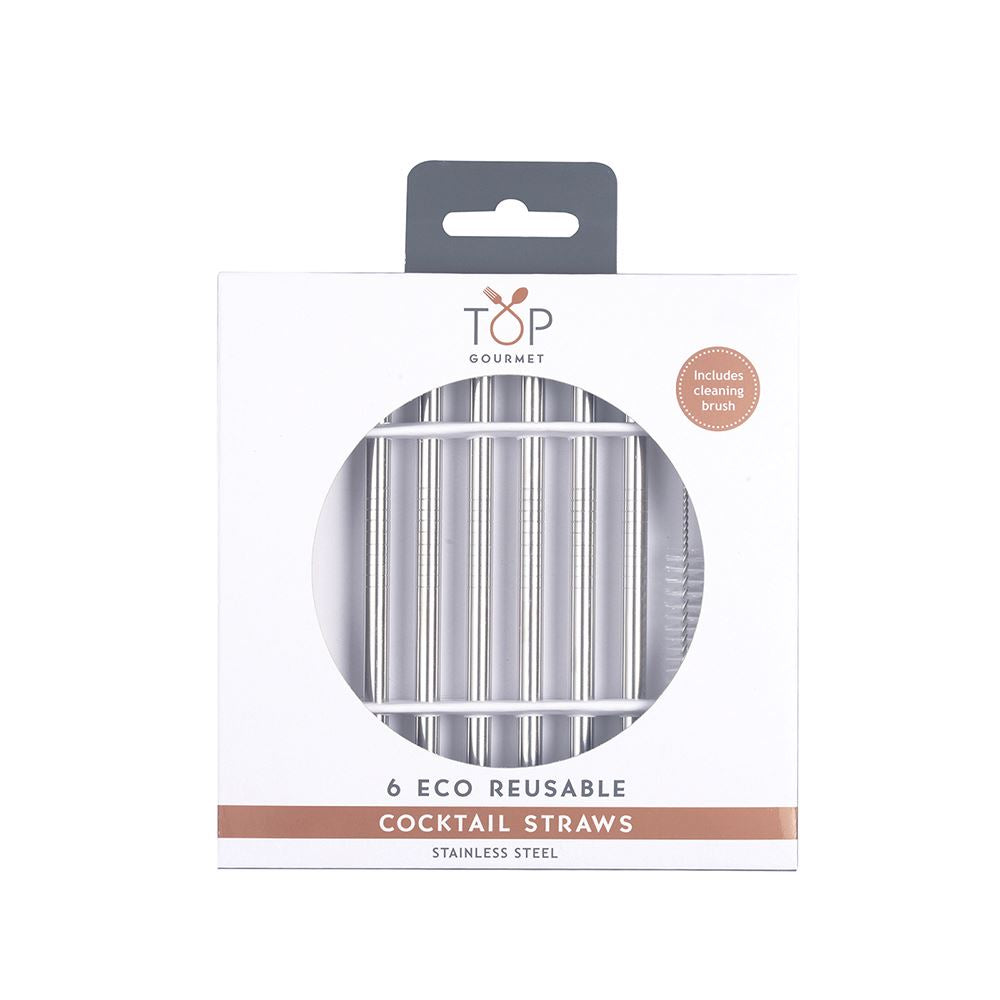 Top Gourmet Mini Drinking Straws & Cleaning Brush Set