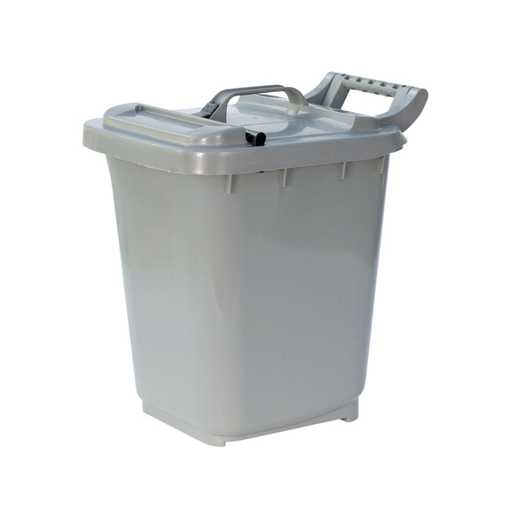 Silver Large Kerbside Compost Caddy with Locking Lid - 23L