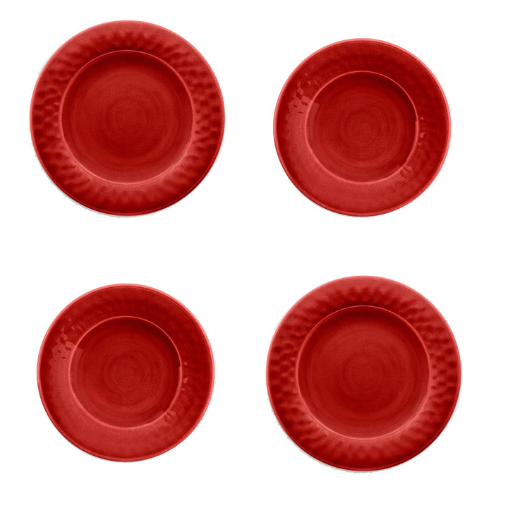 Crackle Red Melamine Dinner & Side Plate Set
