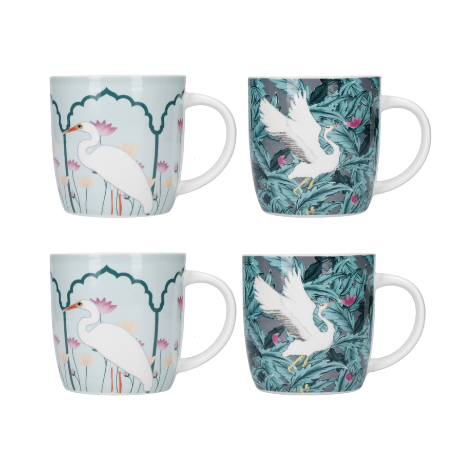 set of four porcelain barrel mugs