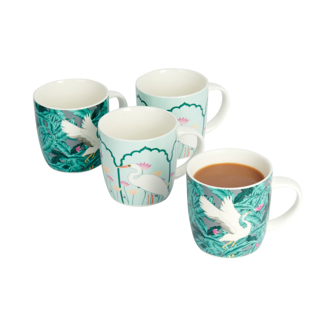exotic crane inspired mugs set