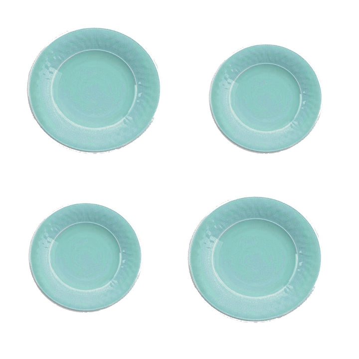 Crackle Turquoise Melamine Dinner & Side Plate Set