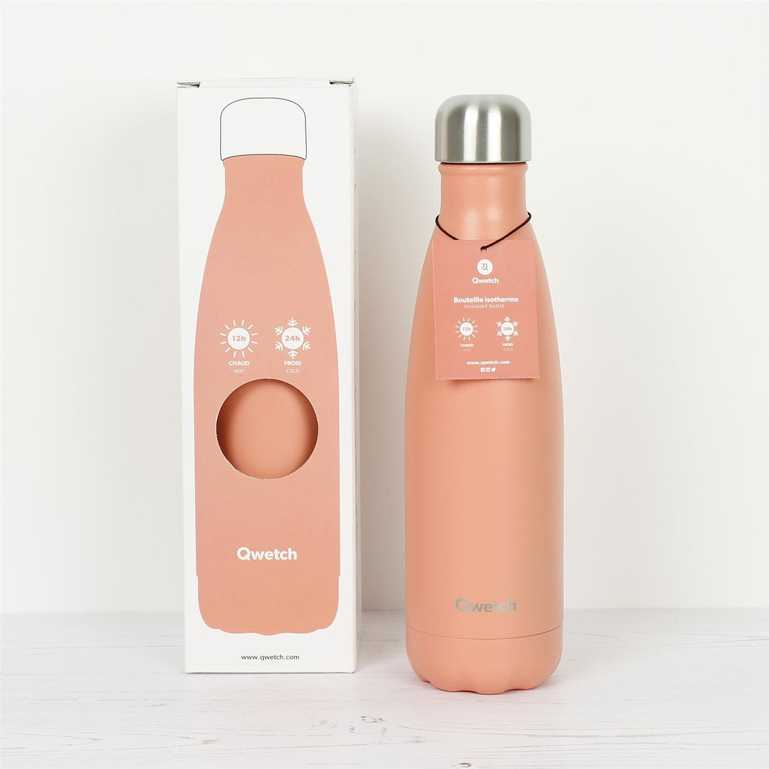 Qwetch Insulated Stainless Steel Bottle - Pastel Peach - 500ml