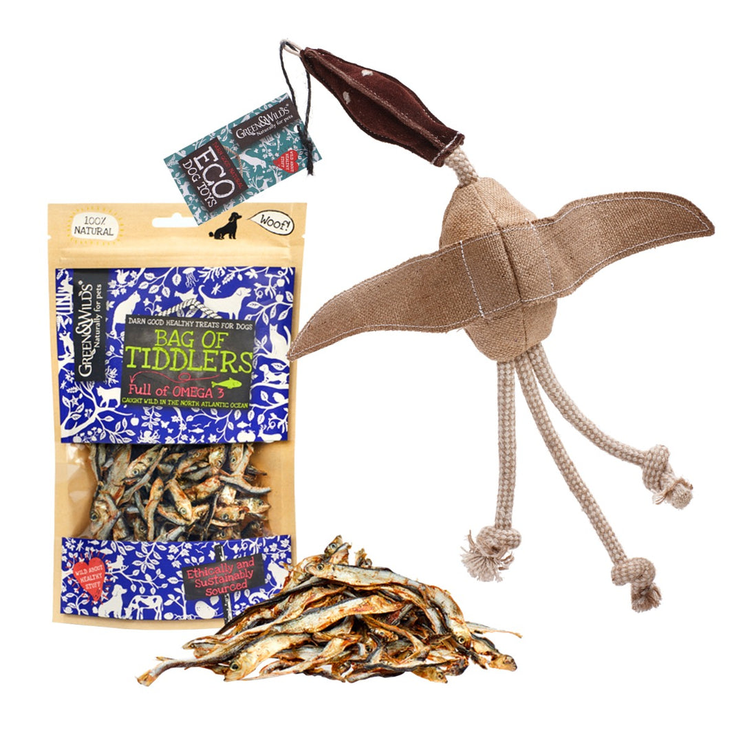 Green & Wilds Dog Gift Set - Desmond Duck & Treat Bag / Chew Option