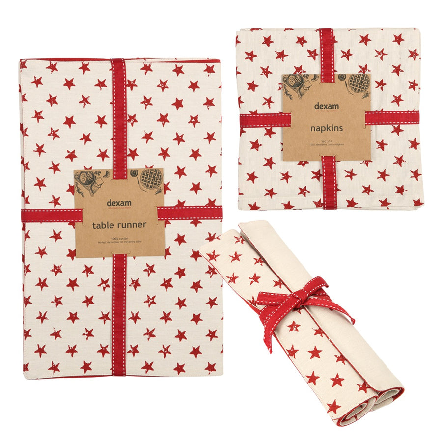reusable star tableware set containing a table runner, napkins and placemats