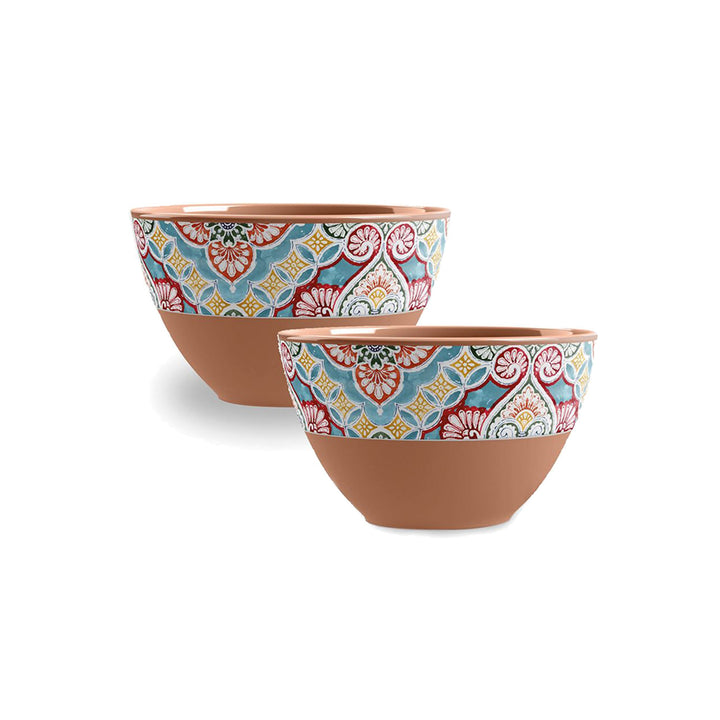Rio Medallion Melamine Tray, Oval Bowl, Salad Servers & Dipping Bowls Set