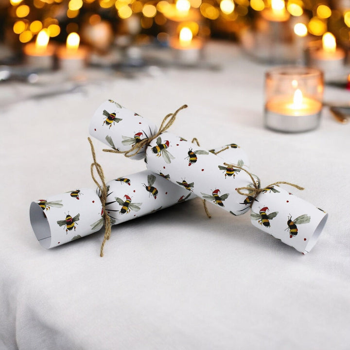 Easy Eco Recycled Paper Festive Bees Christmas Crackers - Set of 6