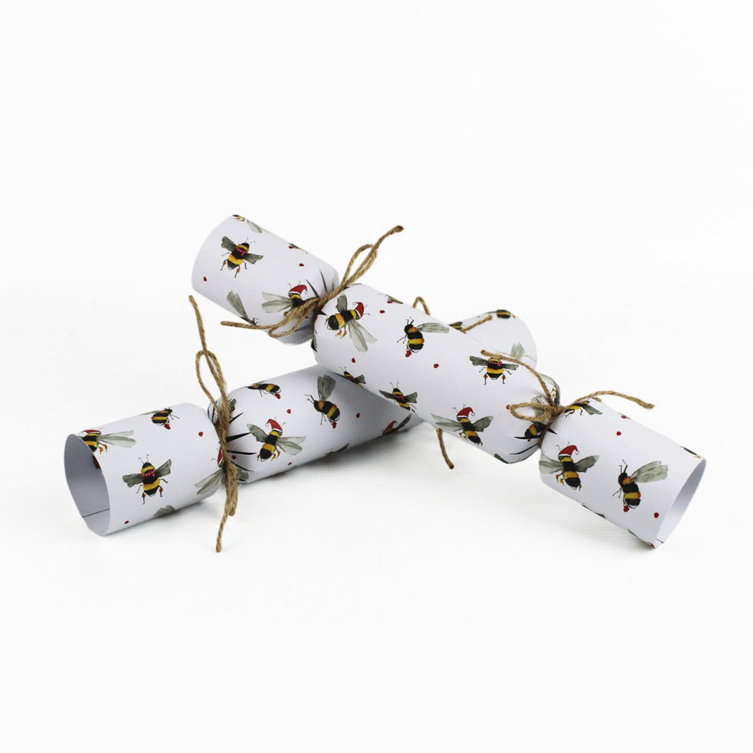 Easy Eco Recycled Paper Festive Bees Christmas Crackers - Set of 6