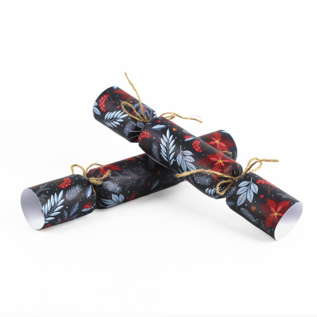 Easy Eco Recycled Paper Poinsettia Christmas Crackers - Set of 6