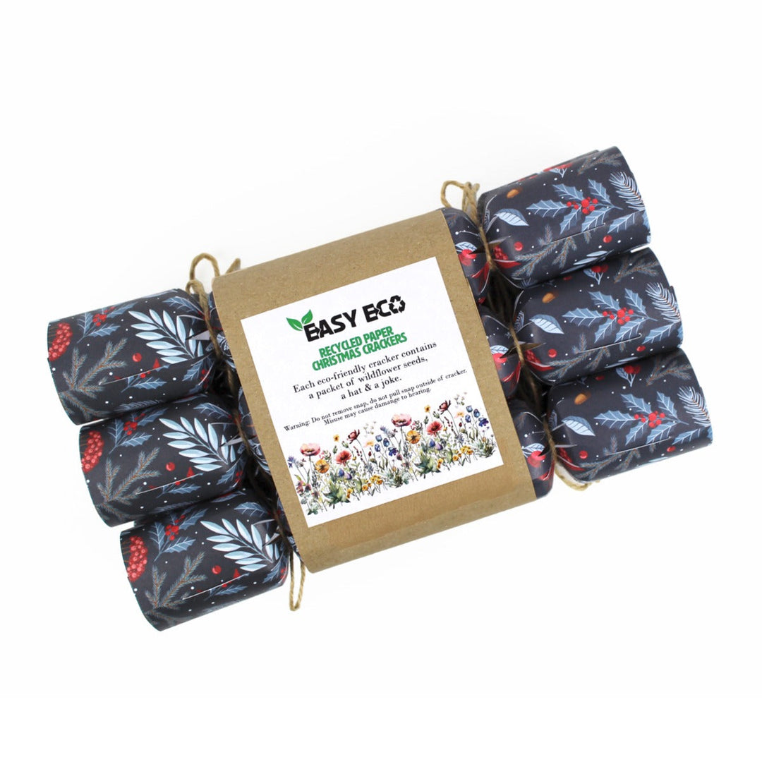 Easy Eco Recycled Paper Poinsettia Christmas Crackers - Set of 6