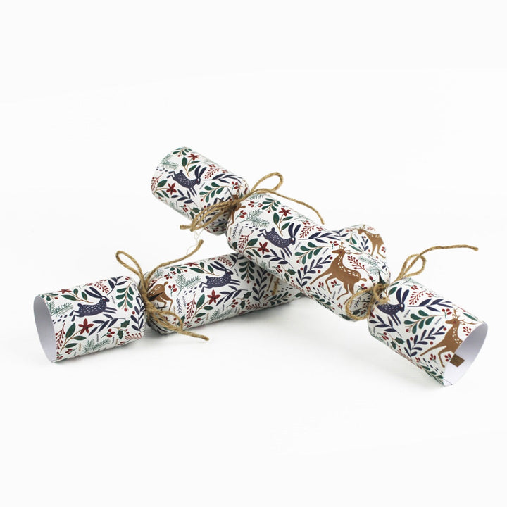 Easy Eco Recycled Paper Festive Deers & Hares Christmas Crackers - Set of 6