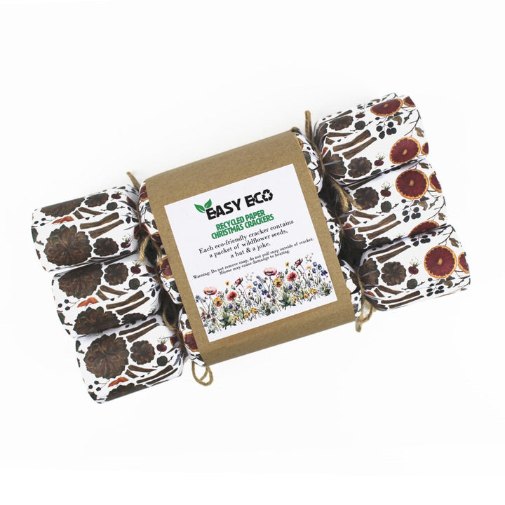 Easy Eco Recycled Paper Mulled Wine Foliage Christmas Crackers - Set of 6
