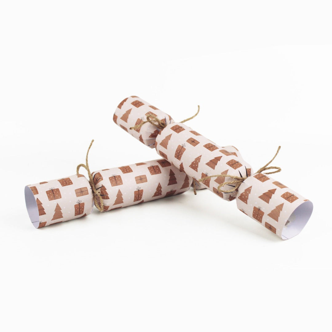 Easy Eco Recycled Paper Pink Gifts Christmas Crackers - Set of 6