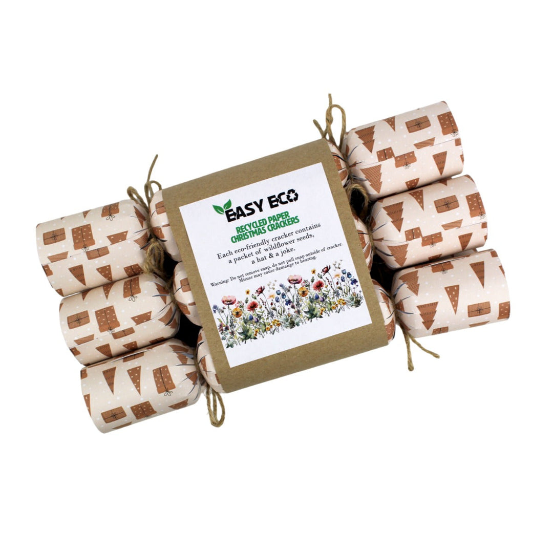 Easy Eco Recycled Paper Pink Gifts Christmas Crackers - Set of 6