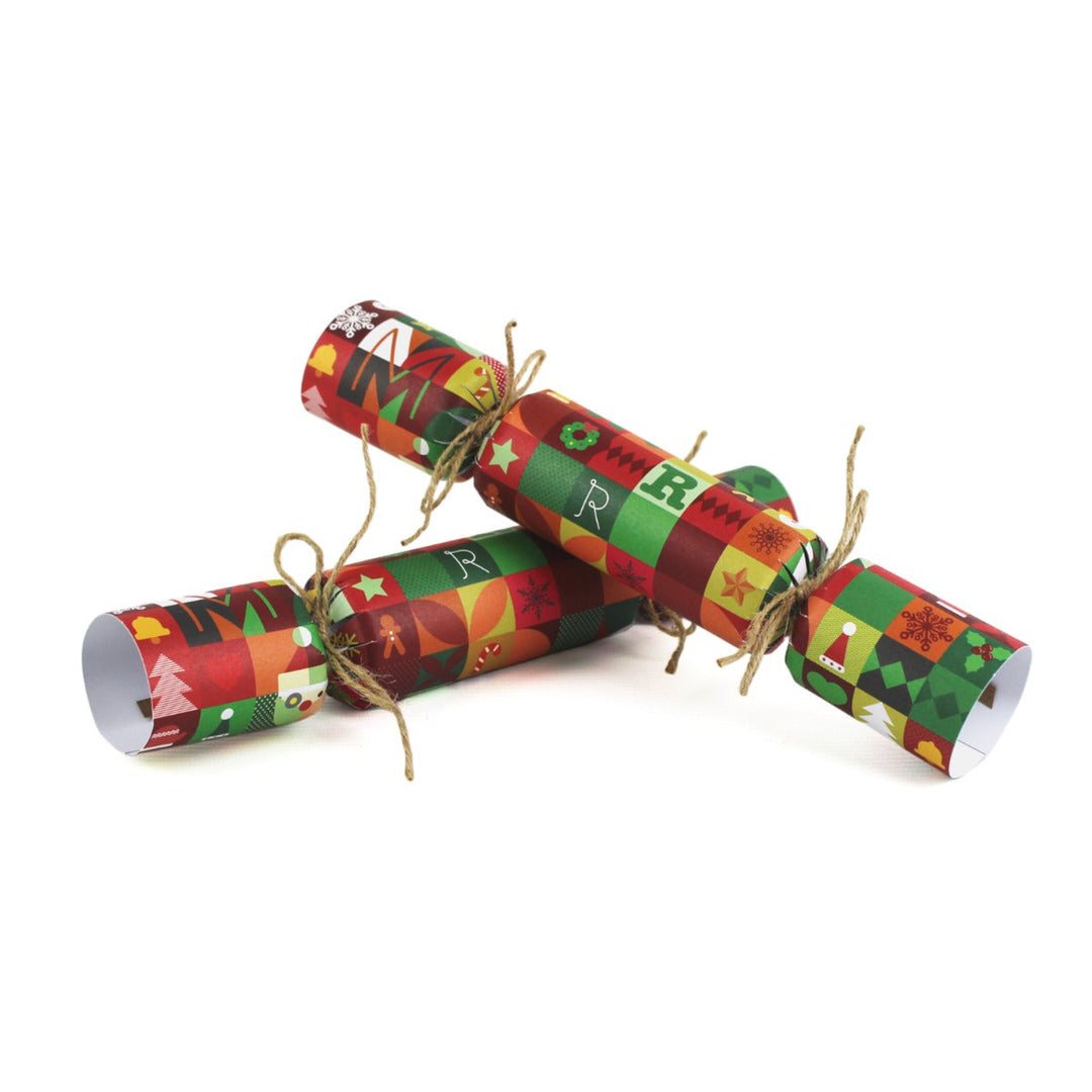 Easy Eco Recycled Paper 'Merry Christmas' Wrapping Paper Christmas Crackers - Set of 6