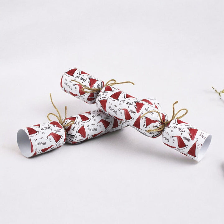 Easy Eco Recycled Paper Santa Hats Christmas Crackers - Set of 6