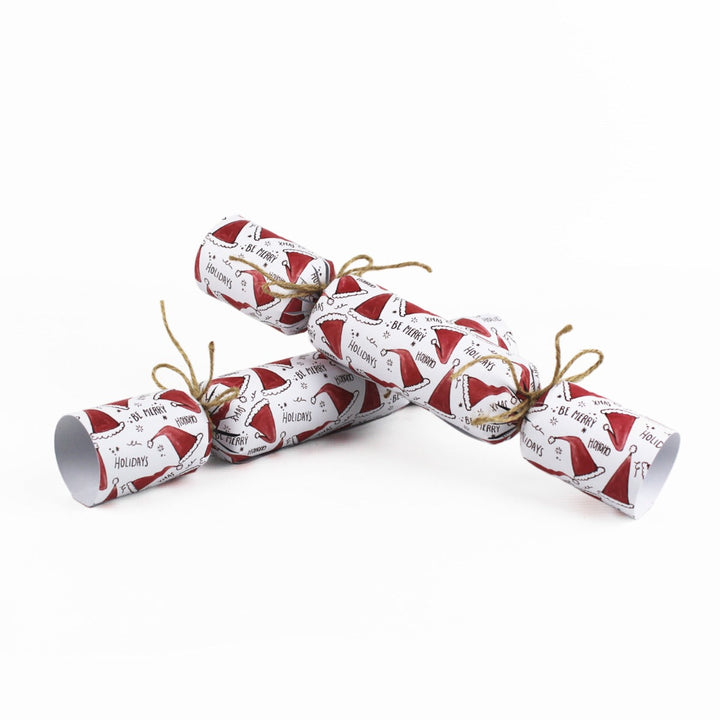 Easy Eco Recycled Paper Santa Hats Christmas Crackers - Set of 6