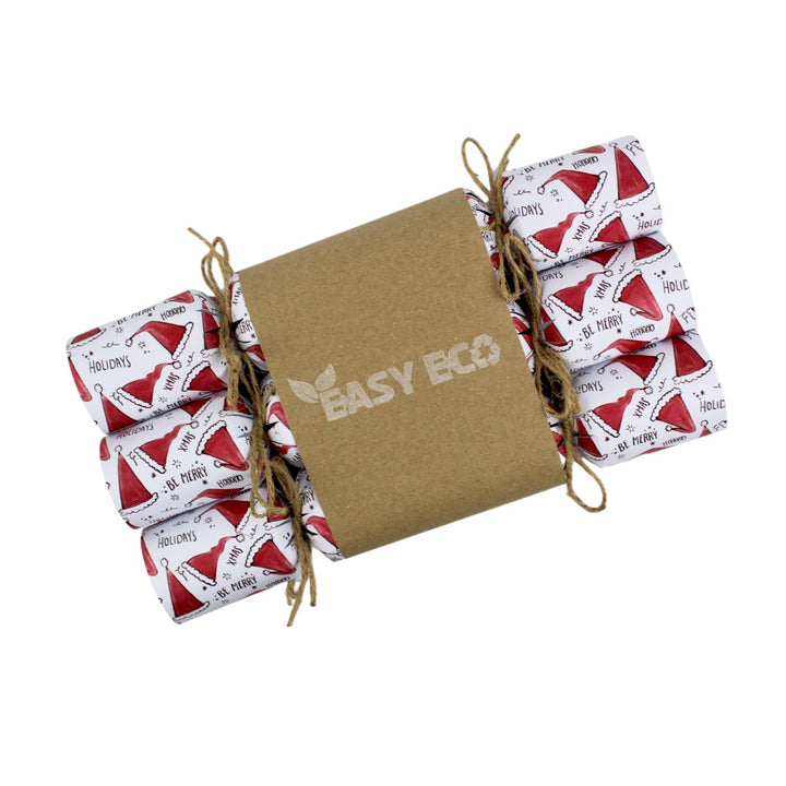 Easy Eco Recycled Paper Santa Hats Christmas Crackers - Set of 6