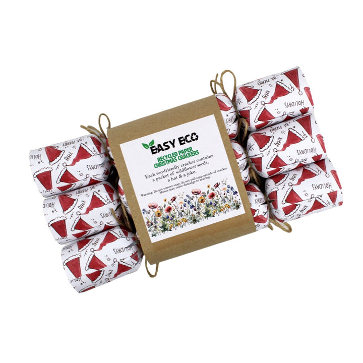 Easy Eco Recycled Paper Santa Hats Christmas Crackers - Set of 6