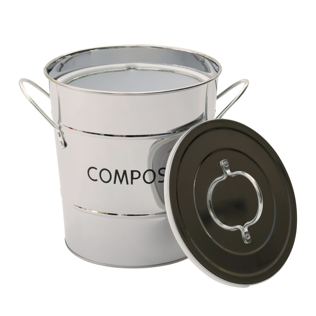silver food waste with plastic inner bucket 