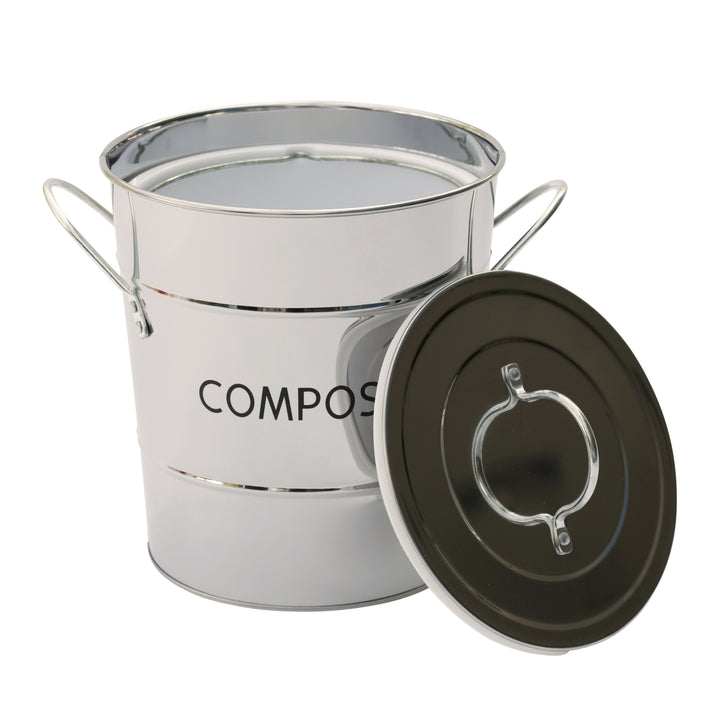 silver food waste with plastic inner bucket 