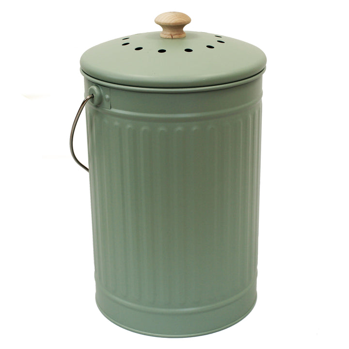 Eddingtons 7L Metal Compost Pail - Sage