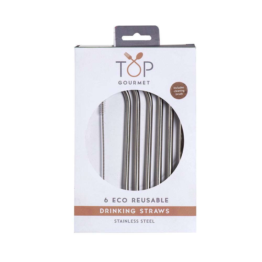 Top Gourmet Drinking Straws & Cleaning Brush Set