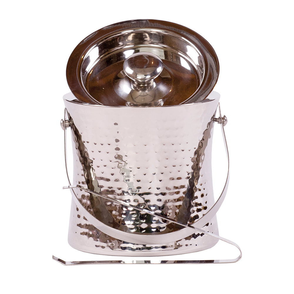 Epicurean Elegant Hammered Ice Bucket & Tongs