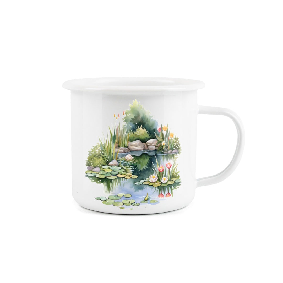 Burgon & Ball Garden Kneeler & Enamel Mug Set - Moss Green