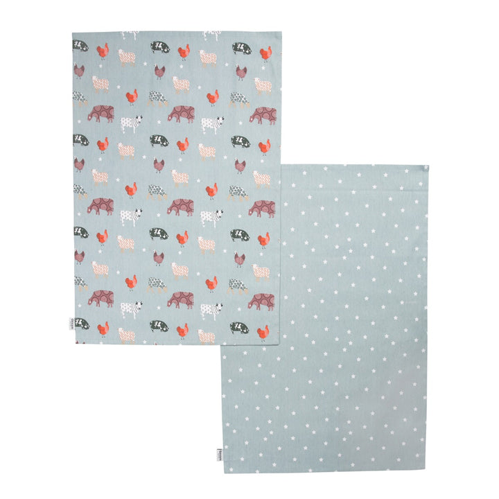 Dexam Blue Farmyard Tea Towels Set