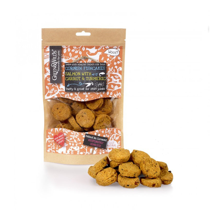 Eco friendly dog treats with salmon, carrot & turmeric