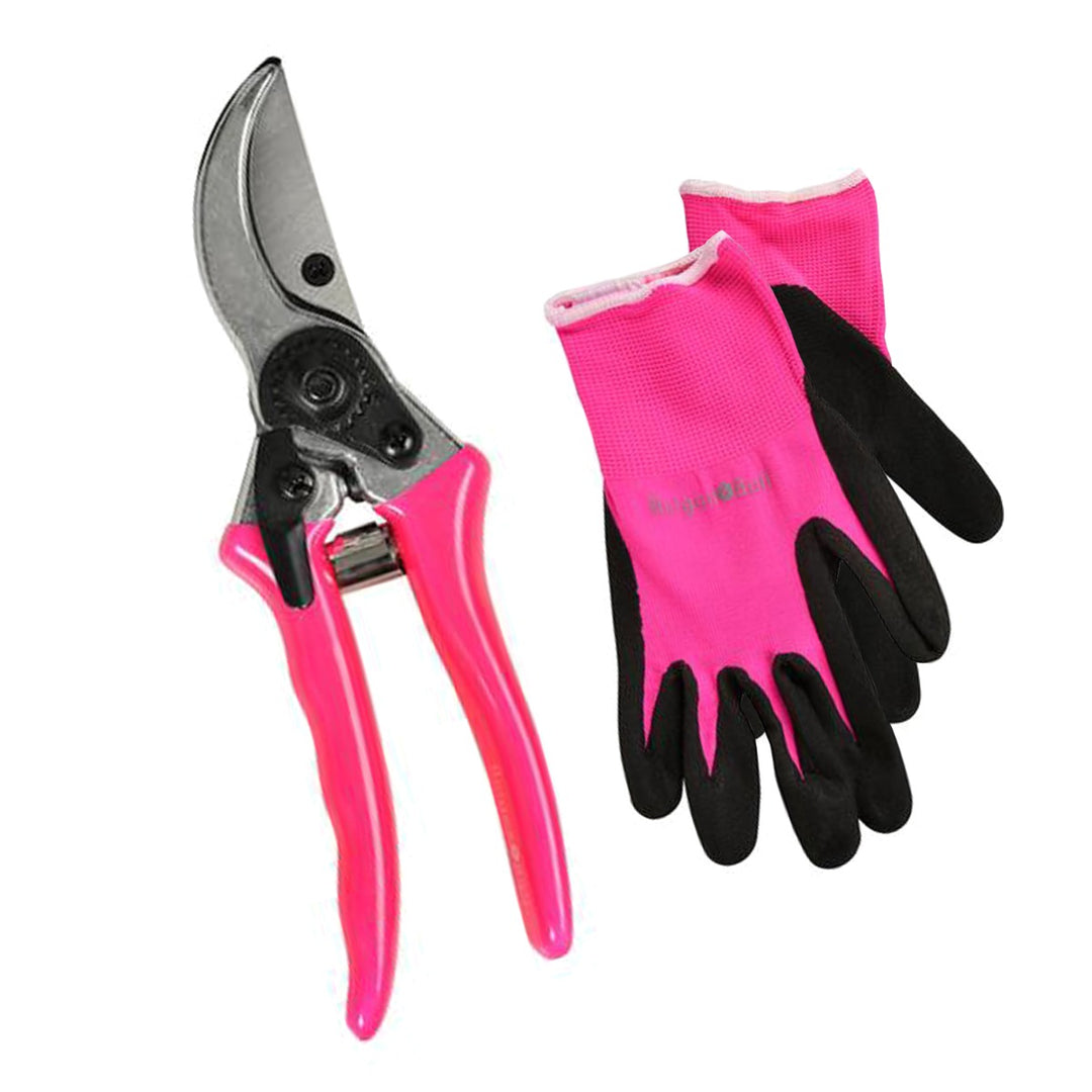 Burgon & Ball FloraBrite Gardening Gloves & Secateurs Set - Pink