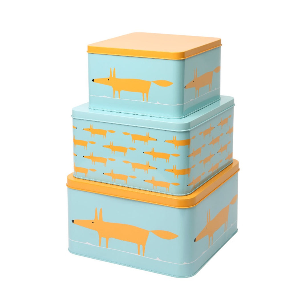 Scion Mr Fox Blue Square Cake Tins - Set of 3