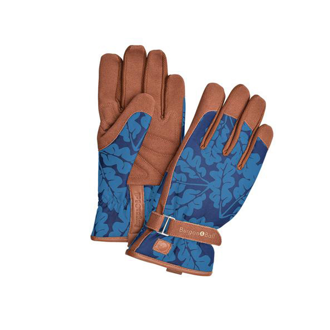 Burgon & Ball 'Love The Glove' Navy Oak Leaf Gardening Gloves - 2 Sizes