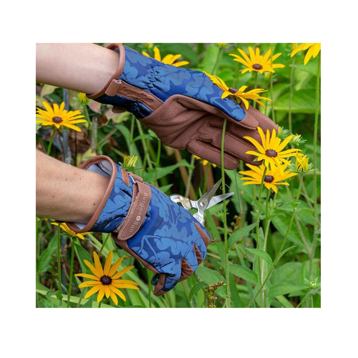 Burgon & Ball 'Love The Glove' Navy Oak Leaf Gardening Gloves - 2 Sizes