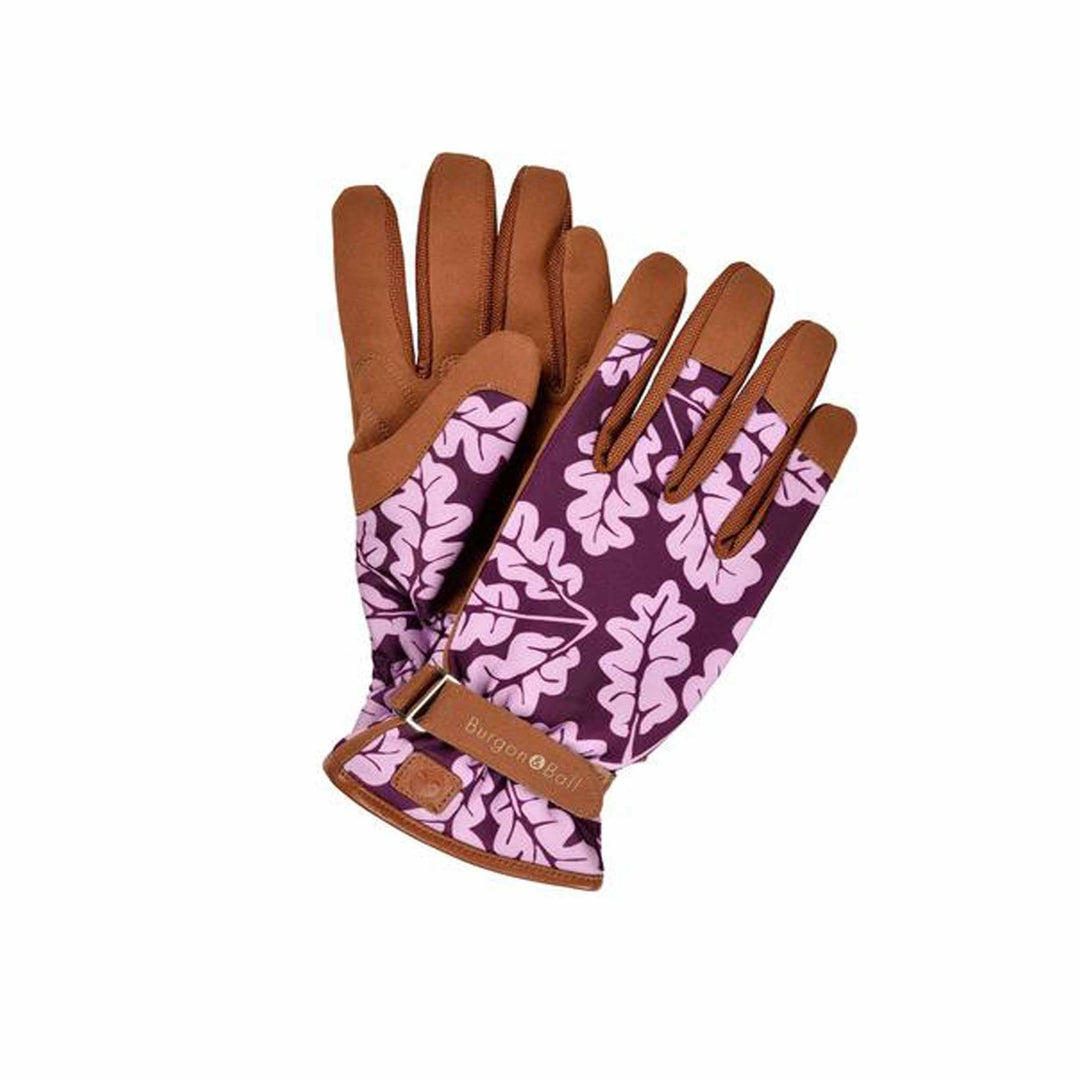 Burgon & Ball 'Love The Glove' Plum Oak Leaf Gardening Gloves - 2 Sizes