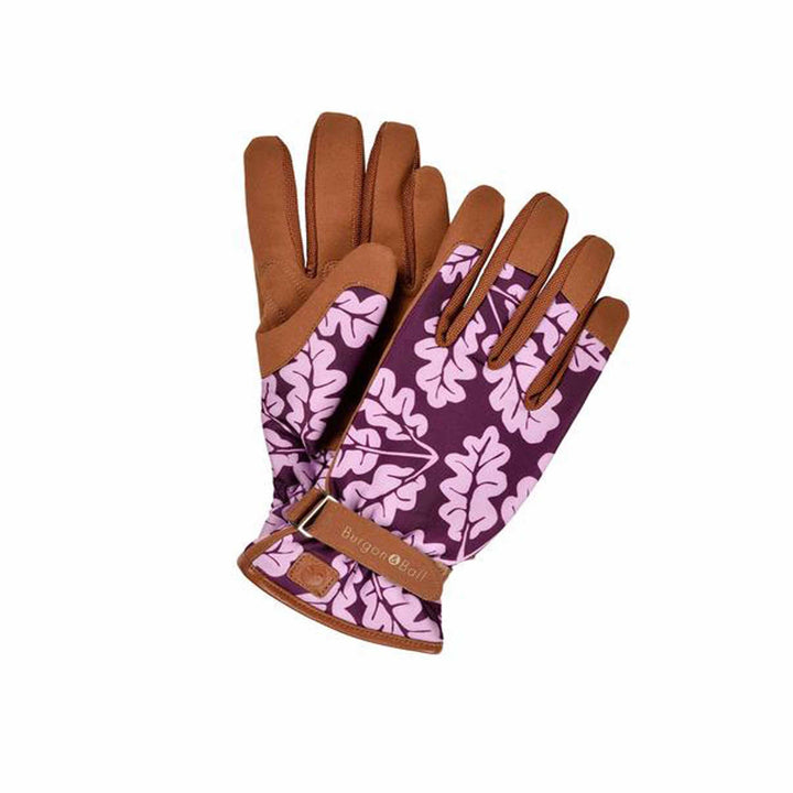 Burgon & Ball 'Love The Glove' Plum Oak Leaf Gardening Gloves - 2 Sizes